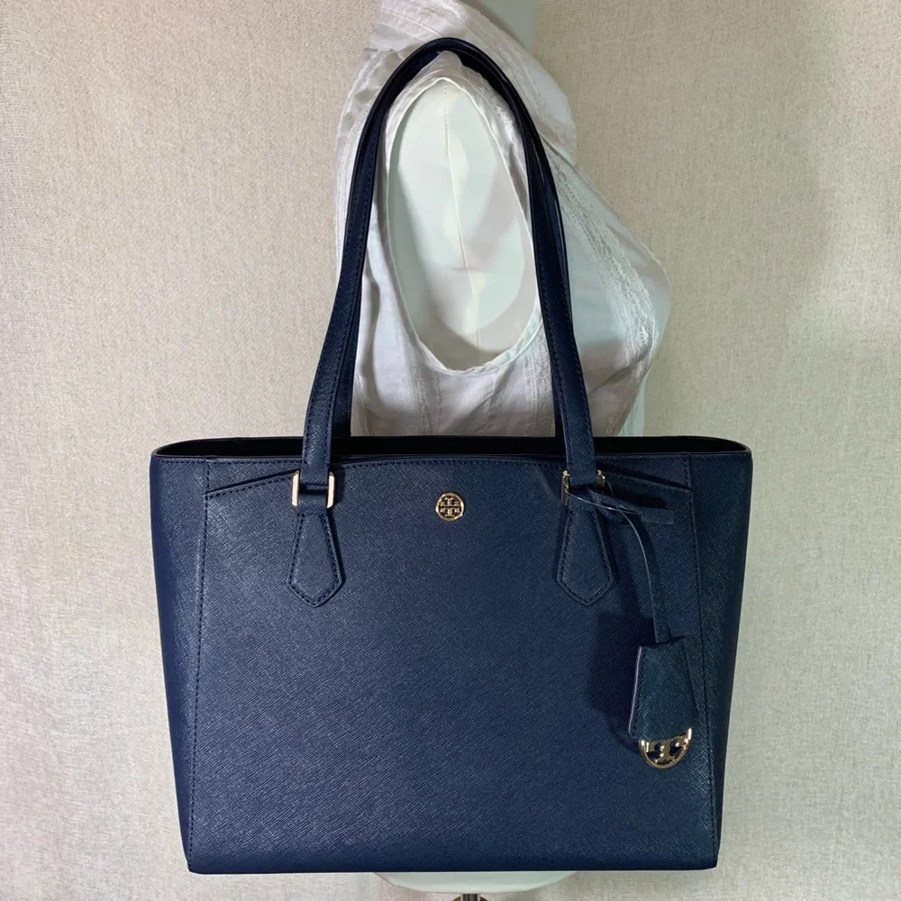 Tory Burch Navy Small Robinson Tote